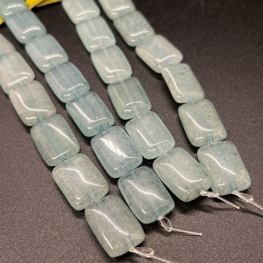 Semi Precious Stone Beads 3/4" Rectangle Aqua Blue 4 Strands Bead Landing